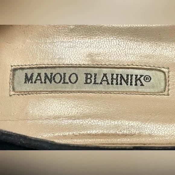 Manolo Blahnik Black Suede Pointed Toe Heels 39.5 EU Classic Pumps Designer - Picture 4 of 8